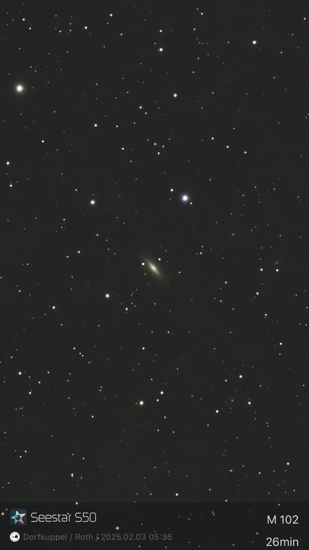 Messier 102 – Spindelgalaxie (Seestar)
