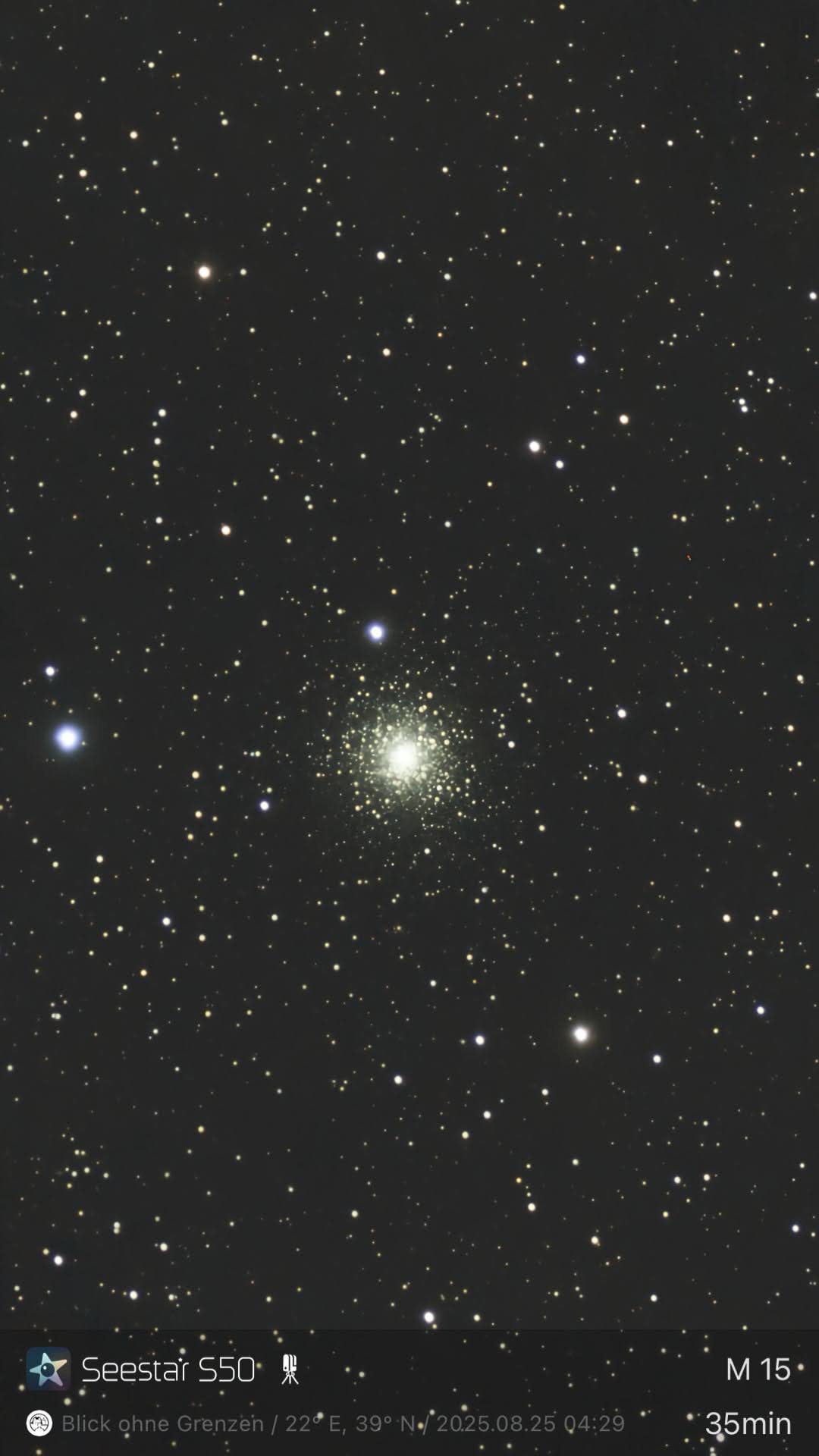 M 15 – Kugelsternhaufen (Seestar)