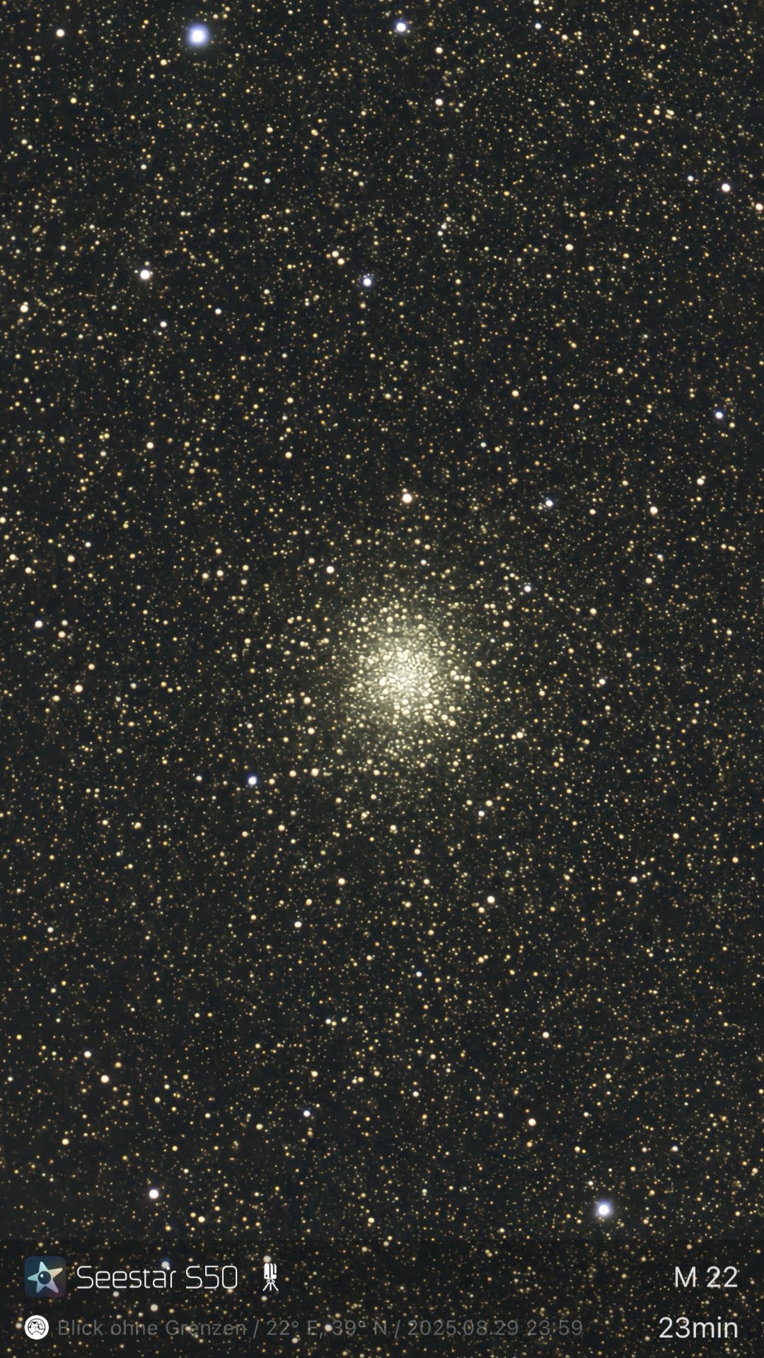M 22 – Kugelsternhaufen (Seestar)