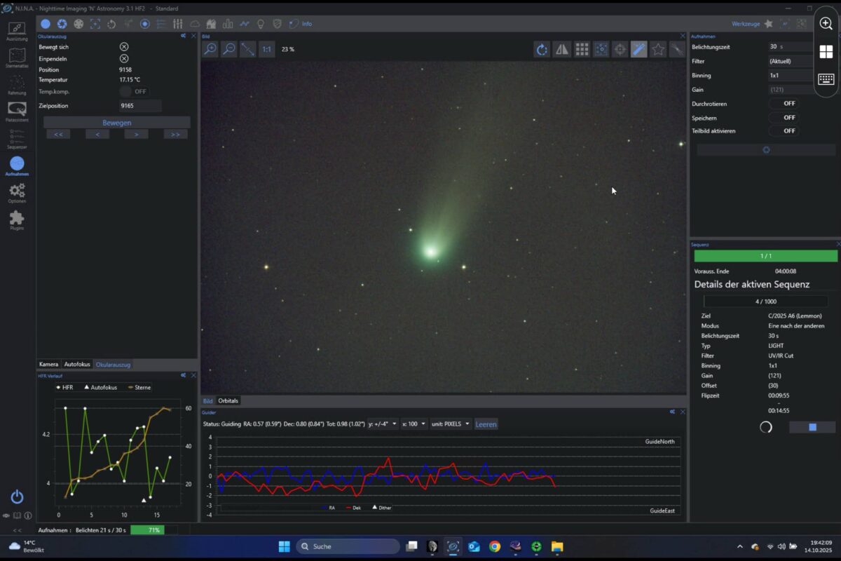 Operation Kometen-Stacking: Scheitern oder Sensation? C/2025 A6 (Lemmon) wartet auf seine Bearbeitung